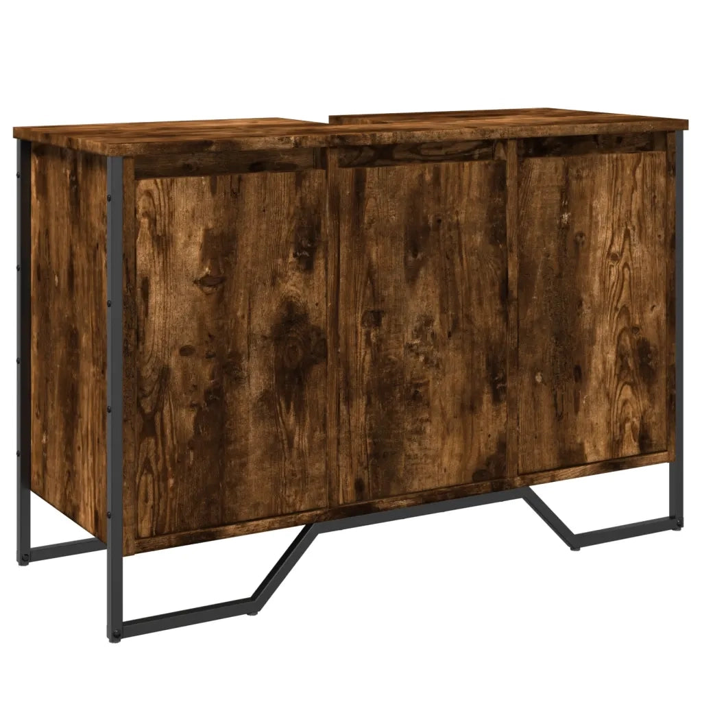 Mobile Lavabo | Armadio Lavabo Bagno Rovere Fumo 91x35x60 cm in Truciolato