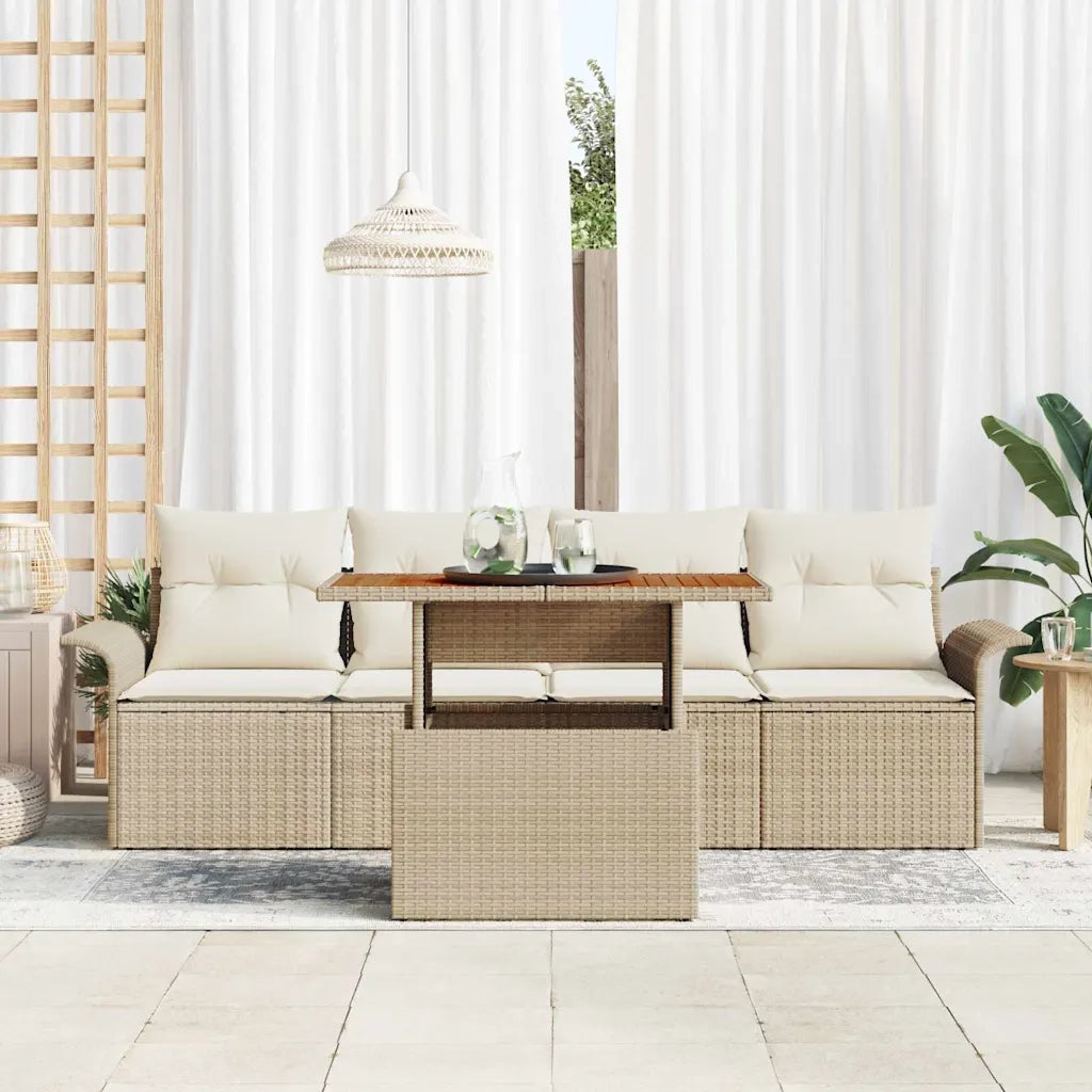 Set Divano da Giardino 5 pcs Beige e Crema polyrattan 3349266