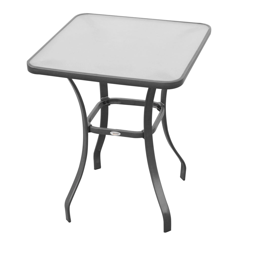 Tavolo da giardino ¨C zephmum ¨C Grigio, Metallo, Vetro temperato, 68x68x84 cm