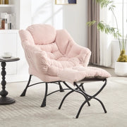 Poltrona relax con poggiapiedi, poltrona lounge moderna con braccioli e tasca laterale, divano imbottito per il tempo libero, poltrona da lettura con