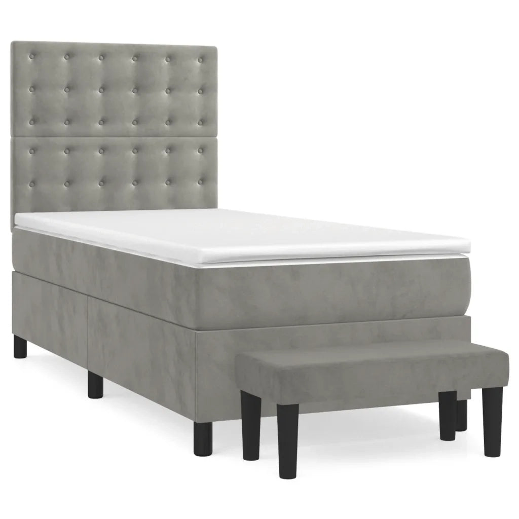 Giroletto a Molle con Materasso-Struttura Letto Grigio Chiaro 80x200 cm Velluto 946610