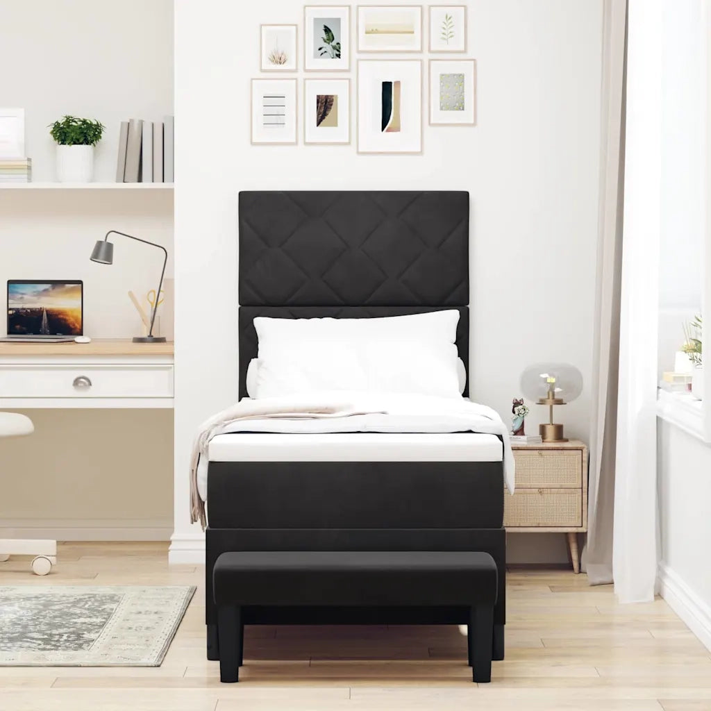 Letto a molle con materasso Nero 80 x 200 cm Velluto 3344542