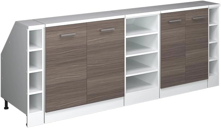 Set di mobili sottotetto Rion, Grigio nobile, 210 cm Set di 5 carcasse armadio profondità 60 cm, adatto per il salvaspazio sotto tetti spioventi