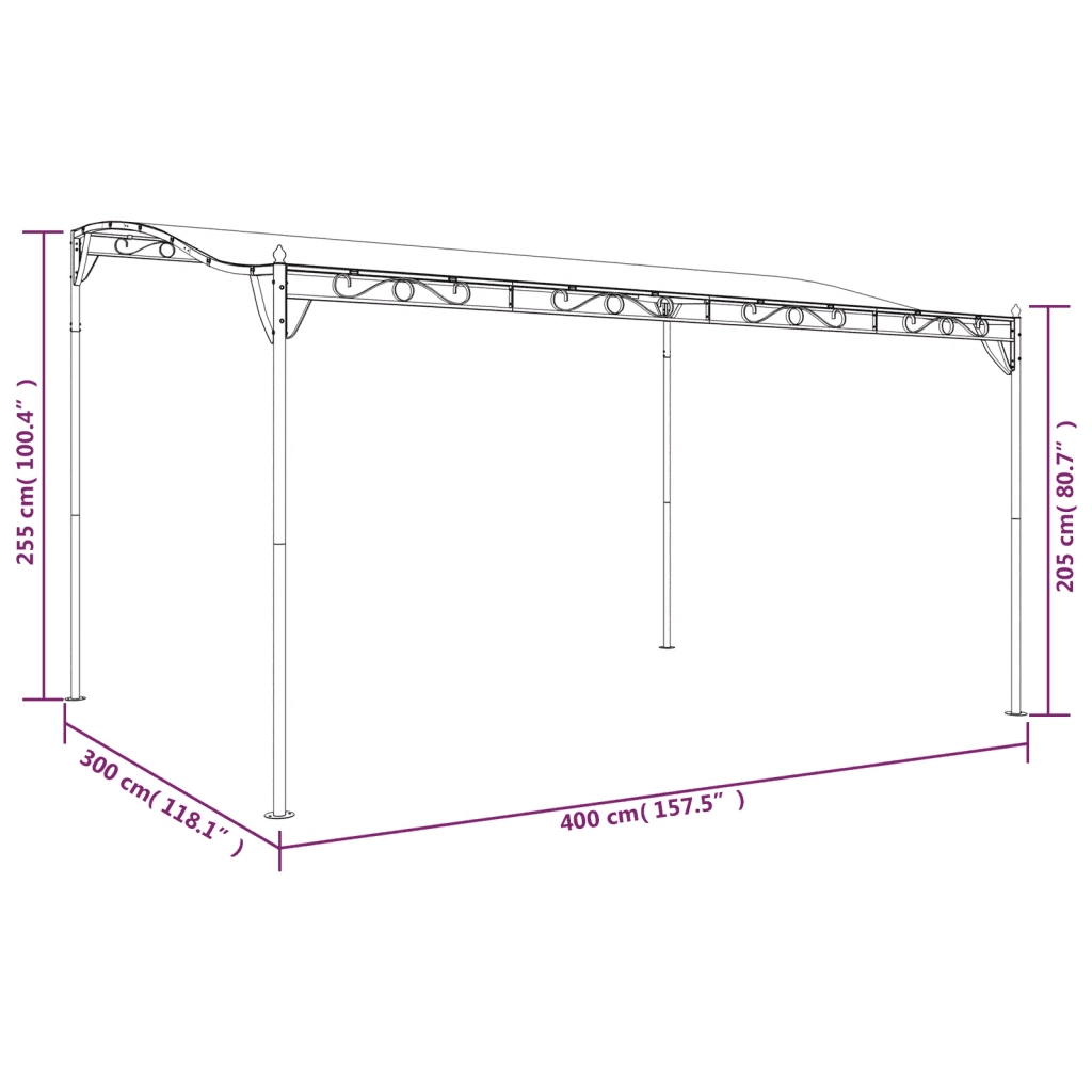 Tettoia Tortora 4x3 m 180 g/m² Tessuto e Acciaio 362396