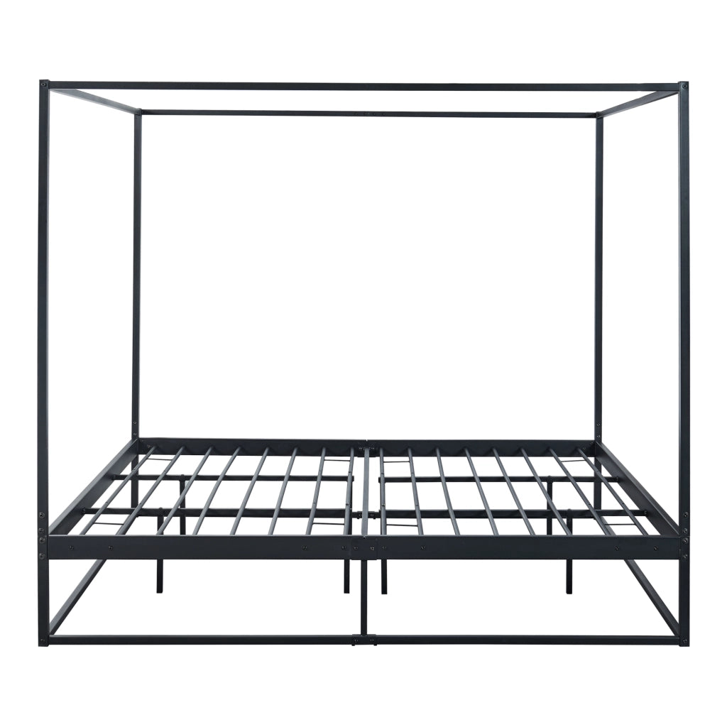 Letto a Baldacchino Kristianstad Struttura in Metallo Nero 180 x 200 cm [en.casa]