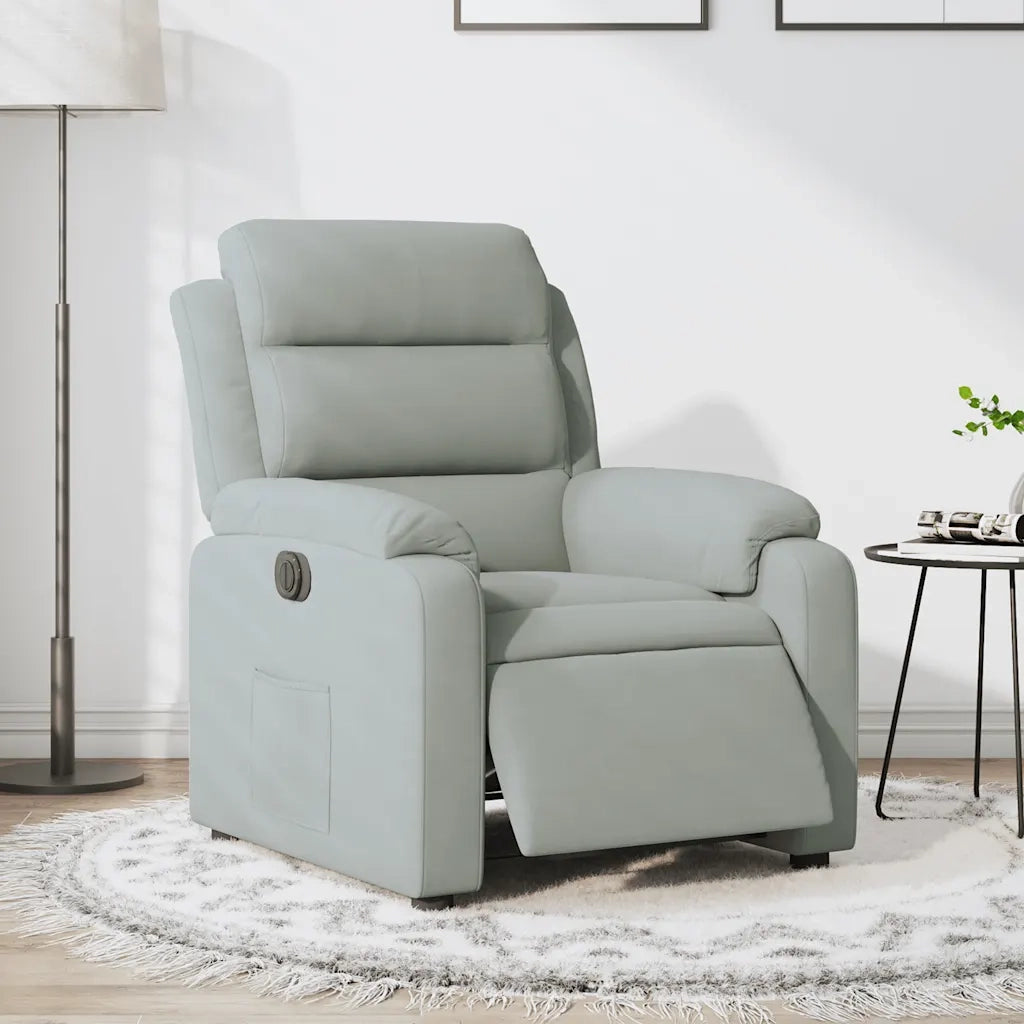 Poltrona | Sedia Relax Elettrica Reclinabile Grigio Chiaro in Vera Pelle