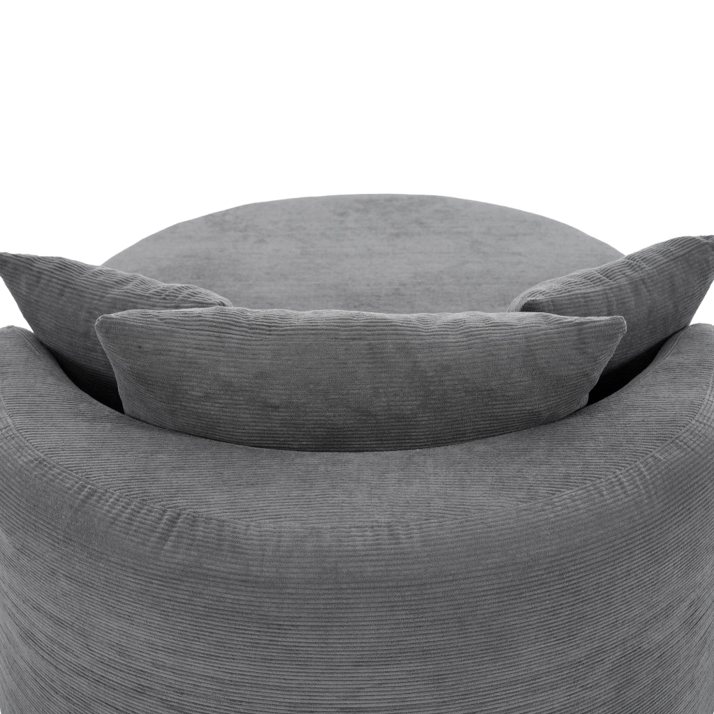 Poltrona relax ovale con seduta profonda e design compatto in velluto a coste - grigio