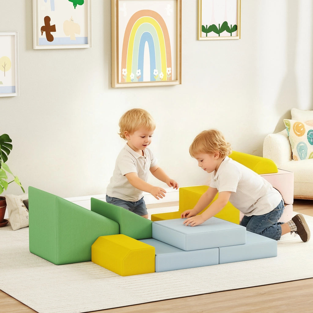 Set di blocchi morbidi per bambini ¨C zephmum ¨C 12 pezzi tessuto lavabile pastello