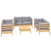 Set di mobili da giardino mobili da esterno 7 pezzi con cuscini grigio legno di pino massiccio 02_0017187
