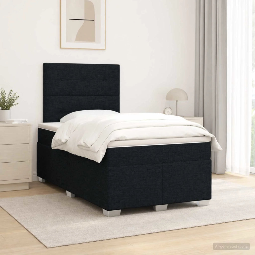 Letto box spring con materasso Nero 120 x 200 cm Tessuto 3454847