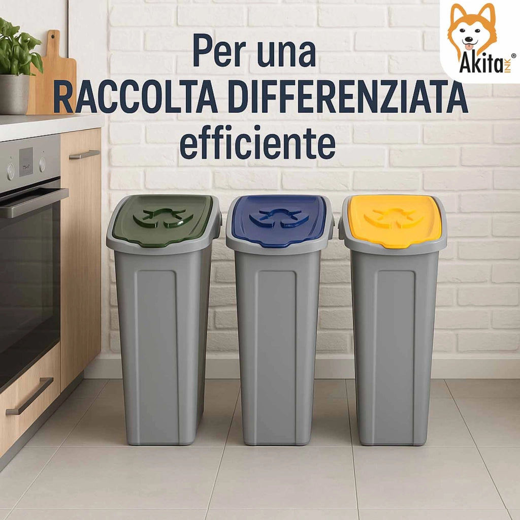 Akitaink Set 3 Pattumiere Slim Differenziata