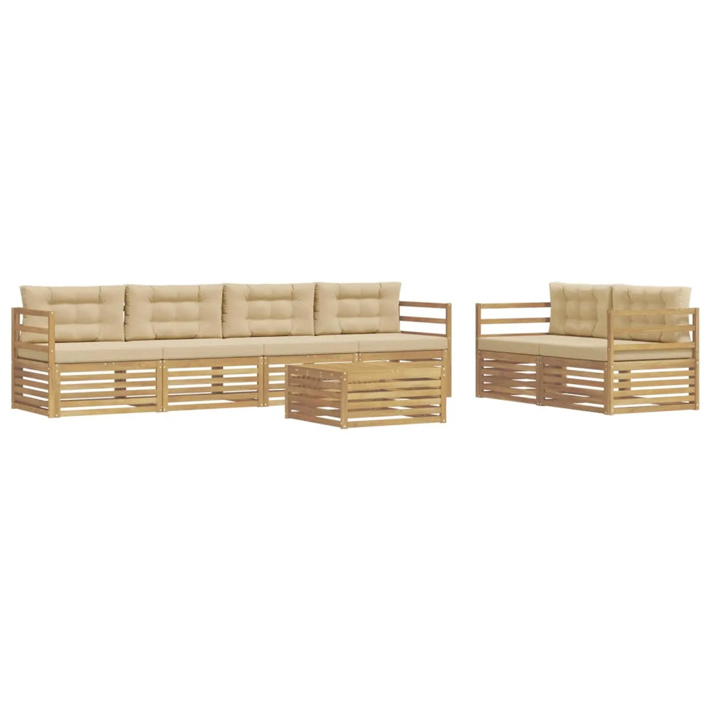 Set di divani da esterno 7 pz Bianco e Beige Poliestere 3390068