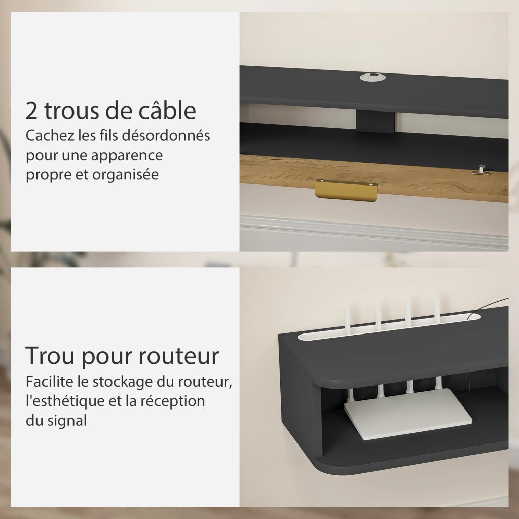Mobile TV sospeso con ante e passacavi ¨C Xylo ¨C Grigio 160x24x16 cm