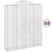 Set di 8 gabbioni ad arco per recinzioni a gabbia e muri di contenimento 200 x 50 x 220/240 cm ferro zincato argento 02_0041181