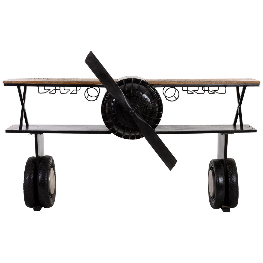 Mobile bar portabottiglie con ruote nero 180x58x98h cm