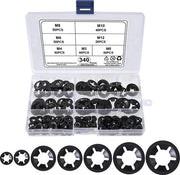 Set di anelli di chiusura interno assortito M3, M4, M5, M6, M8, M10, M12, nero, 340 pezzi