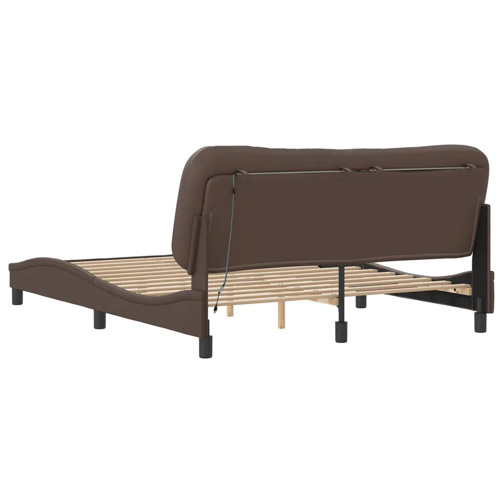 Giroletto con LED senza Materasso-Struttura Letto Hvar Marrone 160x200 cm