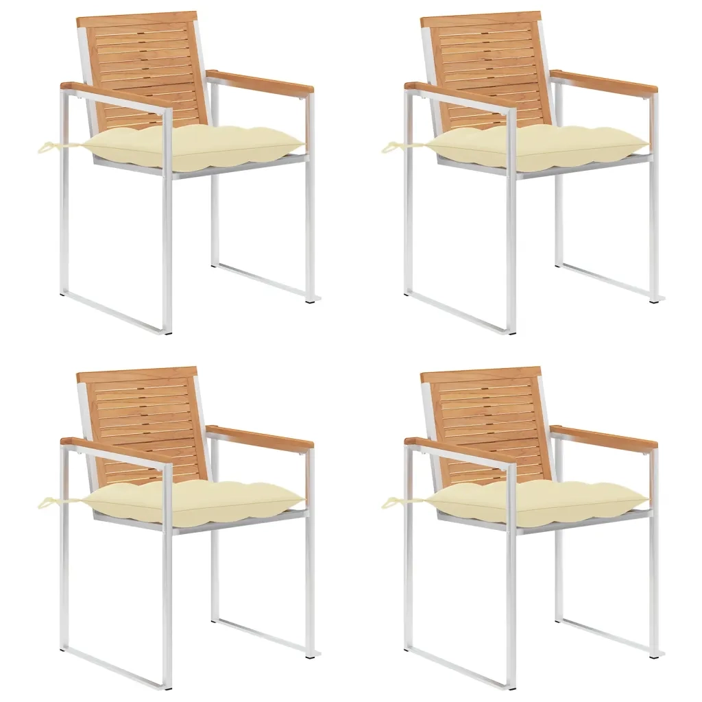 Sedie da Giardino con Cuscini 4 pz in Legno Massello di Teak cod mxl 24239