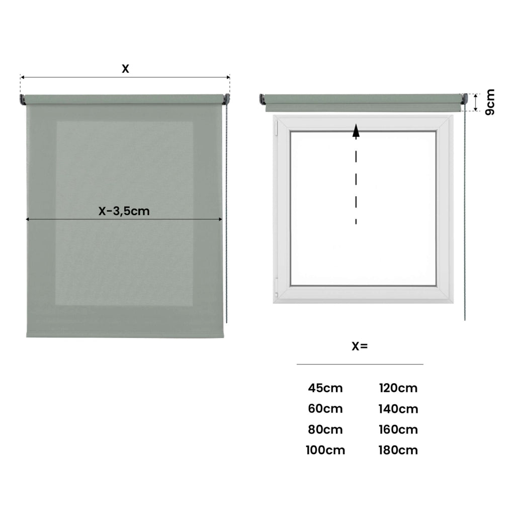 Tenda a Rullo Filtrante, Tenda Avvolgibile Traslucida Liscia Per Finestre e Porte Verde 80x250 cm