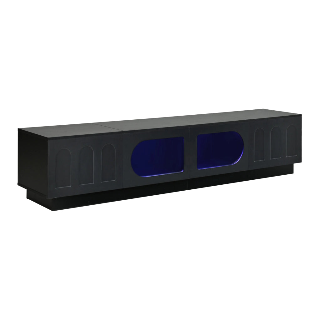 Mobile TV basso con LED APP; 200x40x42 cm; MDF e truciolare; nero