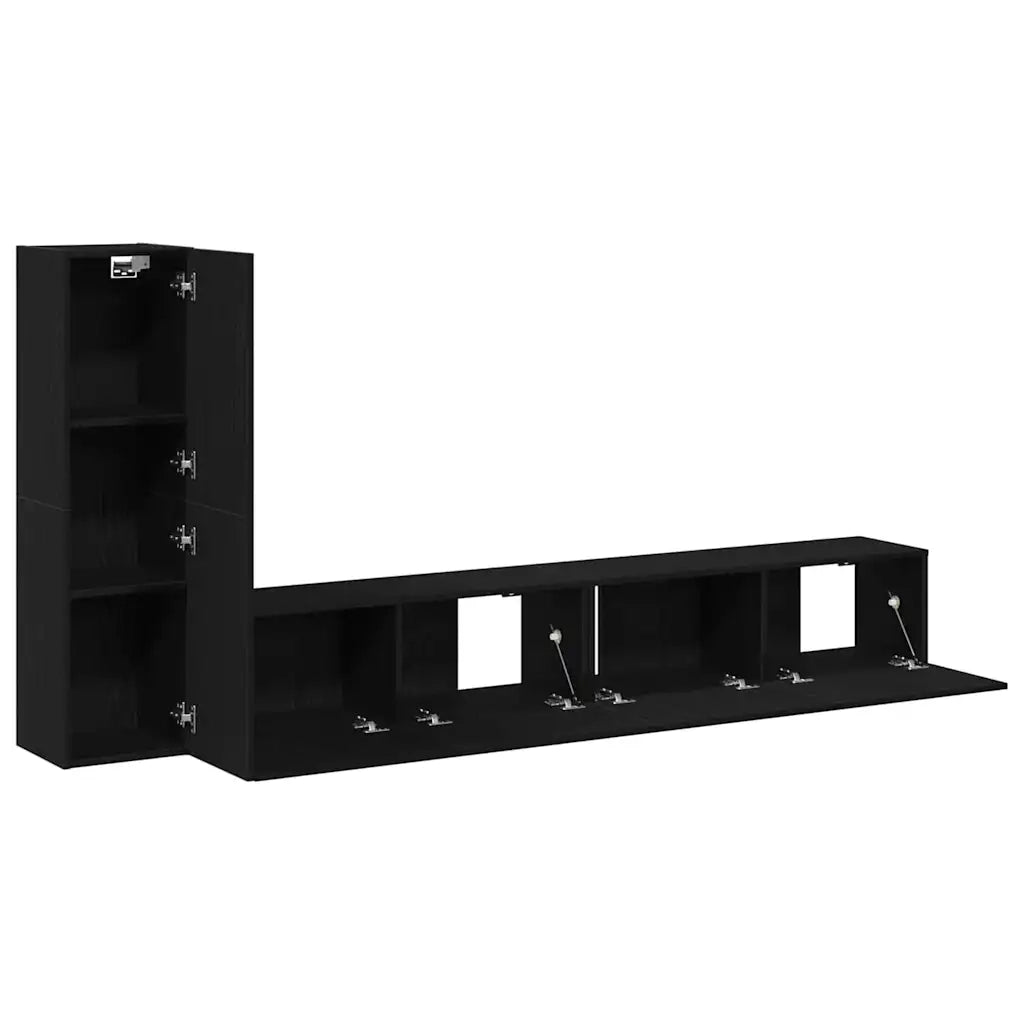 Set mobile TV Montaggio a parete Rovere Nero Legno multistrato 3333054