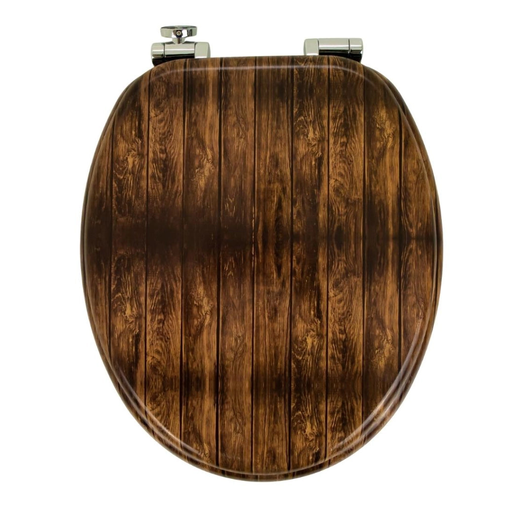 Sedile wc copri vater universale frizionato fantasia in mdf chiusura rallentata *** fantasia brown wood, confezione 1