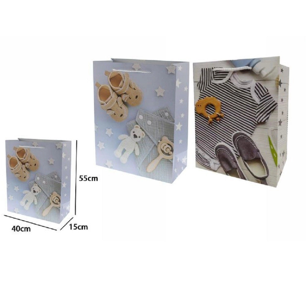 Trade Shop - Busta Buste Borsa Regalo Compleanno Nascita Maschio 50x40x15 Cm 69981 2 Modelli -