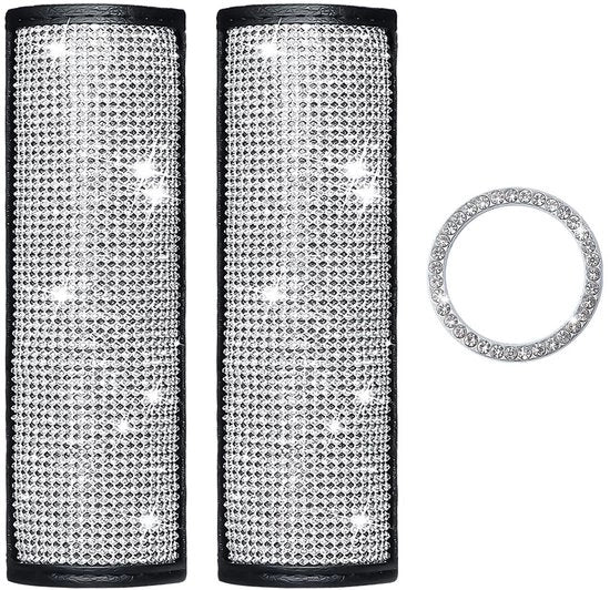 Accessori di decorazione per auto 2 pezzi - Decorazione interno - Materiale PU - Anello di avvio a forma di diamante - Aspetto accattivante - Accessori di arredamento per auto