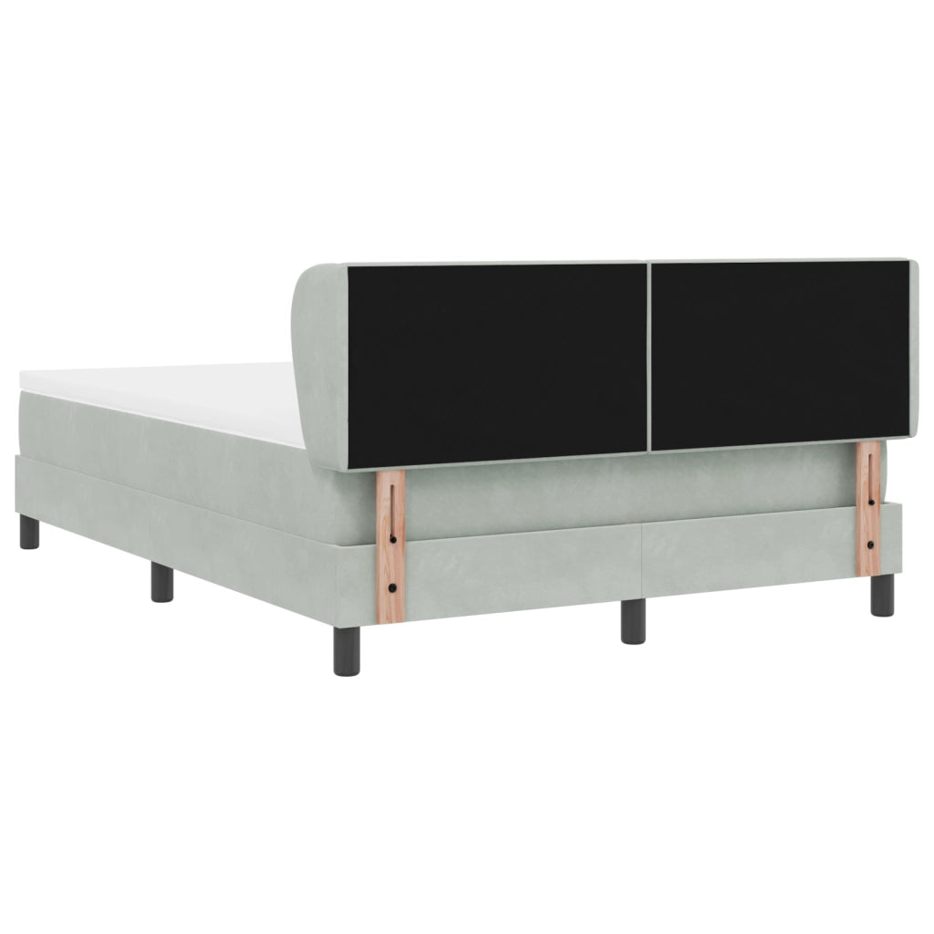 Letto Box Spring con Materasso Grigio Chiaro 140x200 cm Velluto