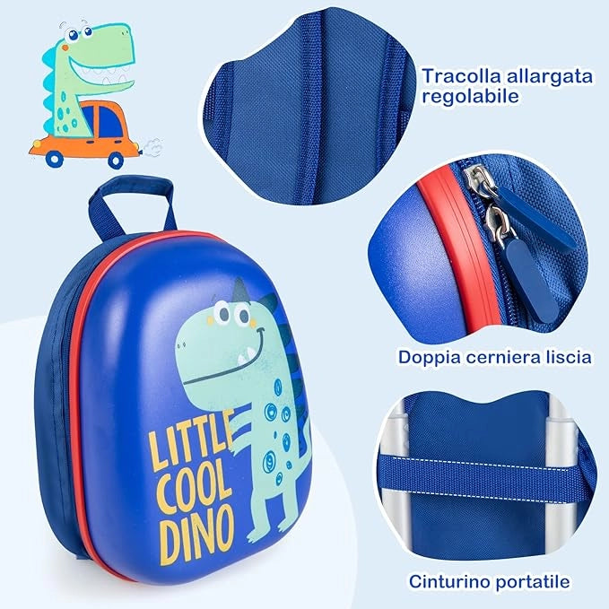 Set di Valigia per Bambini, 18" Valigia+ 12" Zaino, 2 Pezzi, con Ruote Girevoli a 360° e Maniglia Retrattile, Ideale per Viaggiare in Modo Comodo e Divertente (Modello 12)