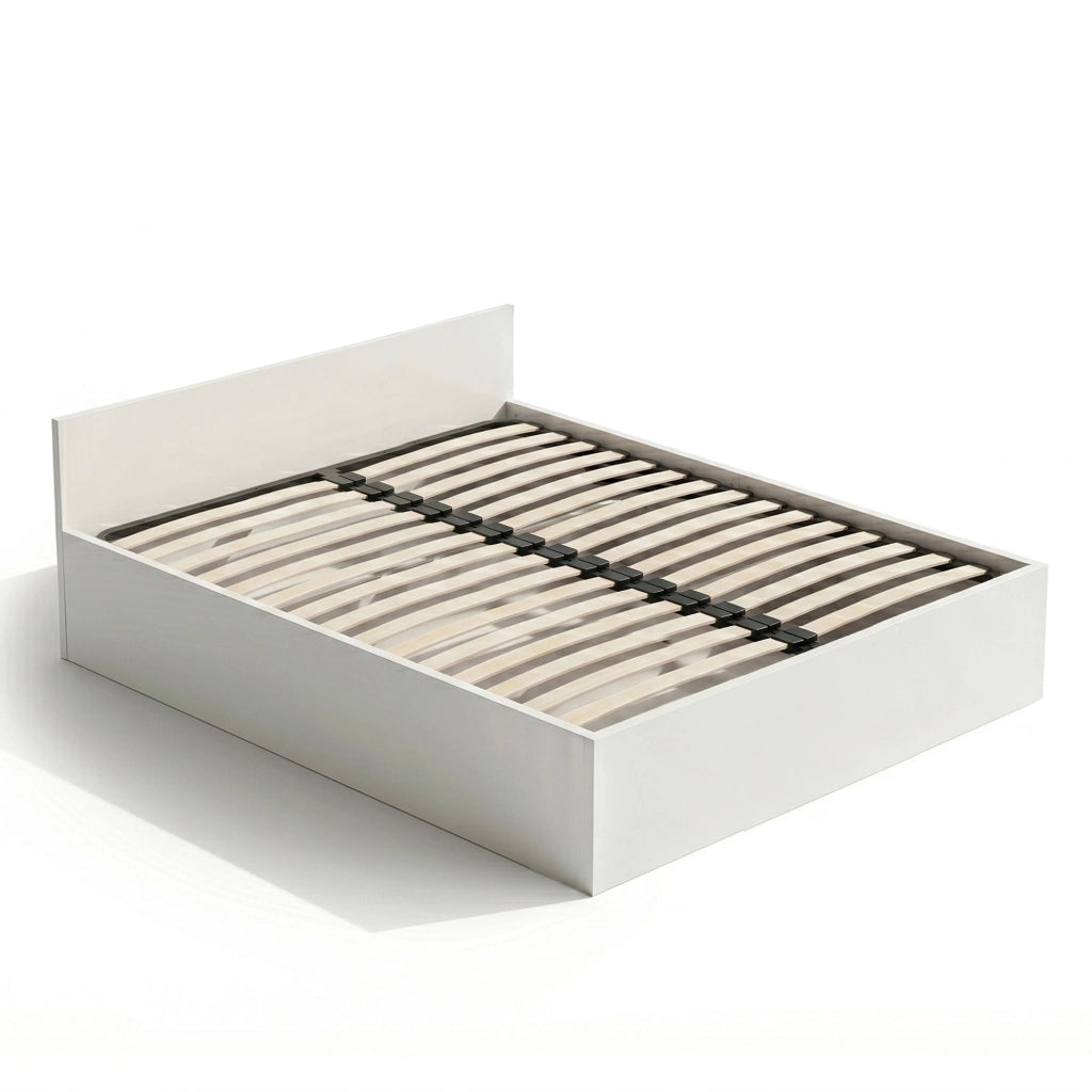 Letto con contenitore 160x200 cm rete sollevabile in metallo Bianco