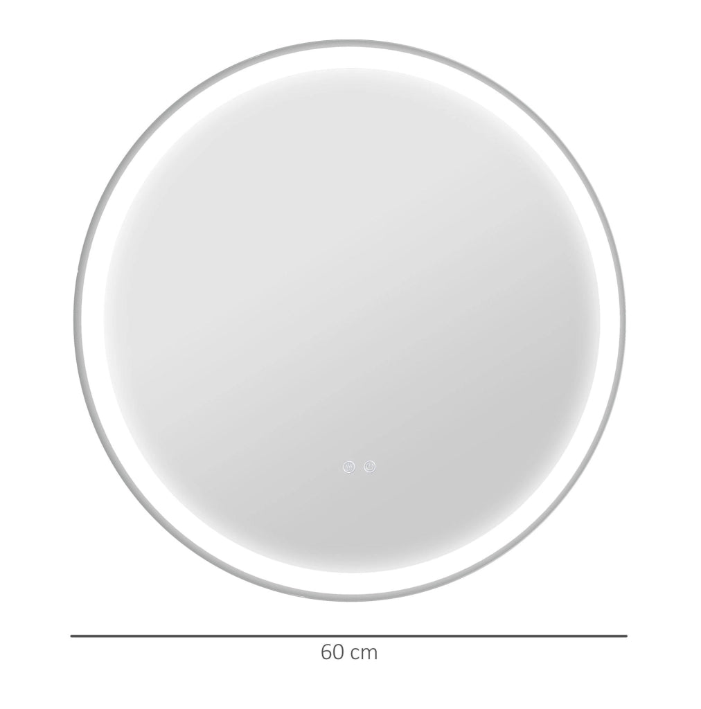 Specchio da bagno LED rotondo Ø 60 cm bianco in alluminio, touch, antiappannamento
