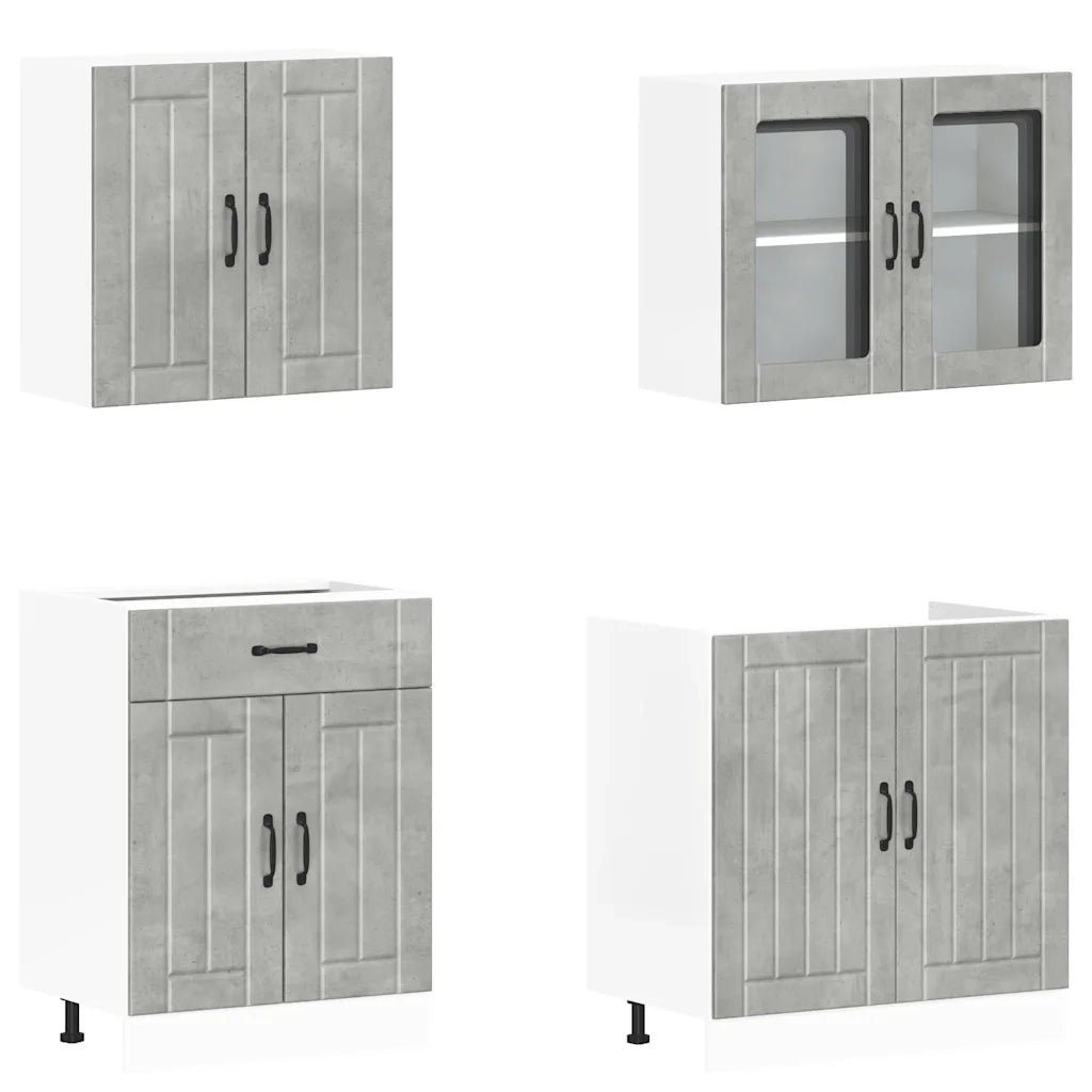 Set Mobili da Cucina 4 pz Kalmar Grigio Cemento in Truciolato