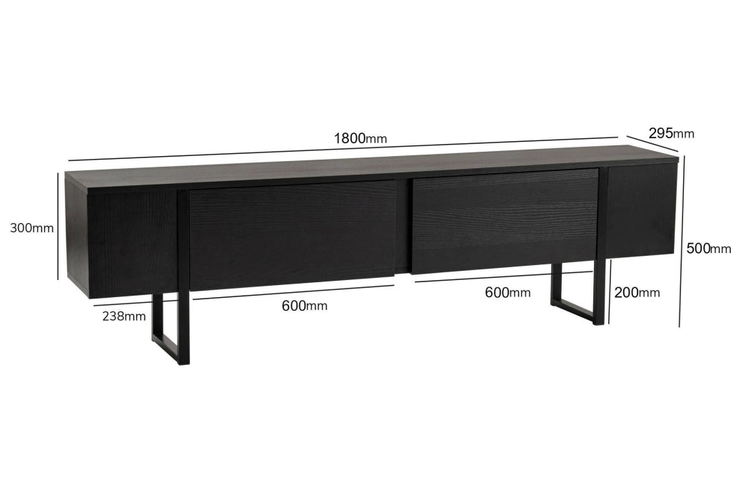 Mobile porta TV Lilith, Credenza da soggiorno, Armadio basso per TV, Base parete attrezzata, 180x30 h50 cm, Nero