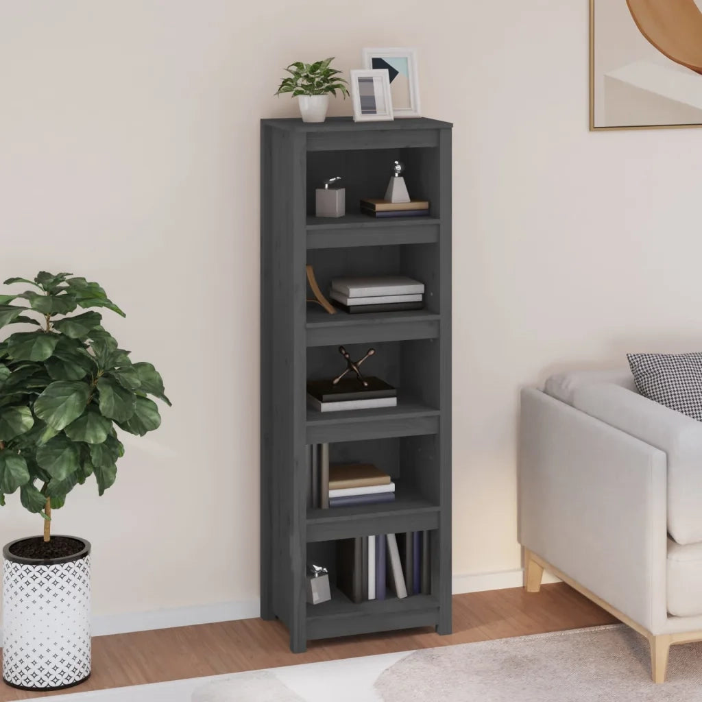 Libreria Grigia 50x35x154 cm in Legno Massello di Pino 821716