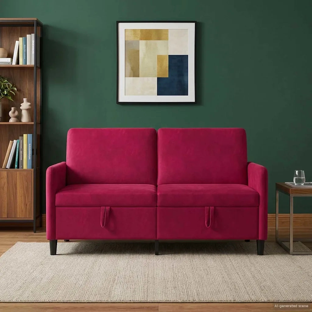 Divano con Storage Rosso Vino 152 x 78 x 87 cm Poliestere 42036938