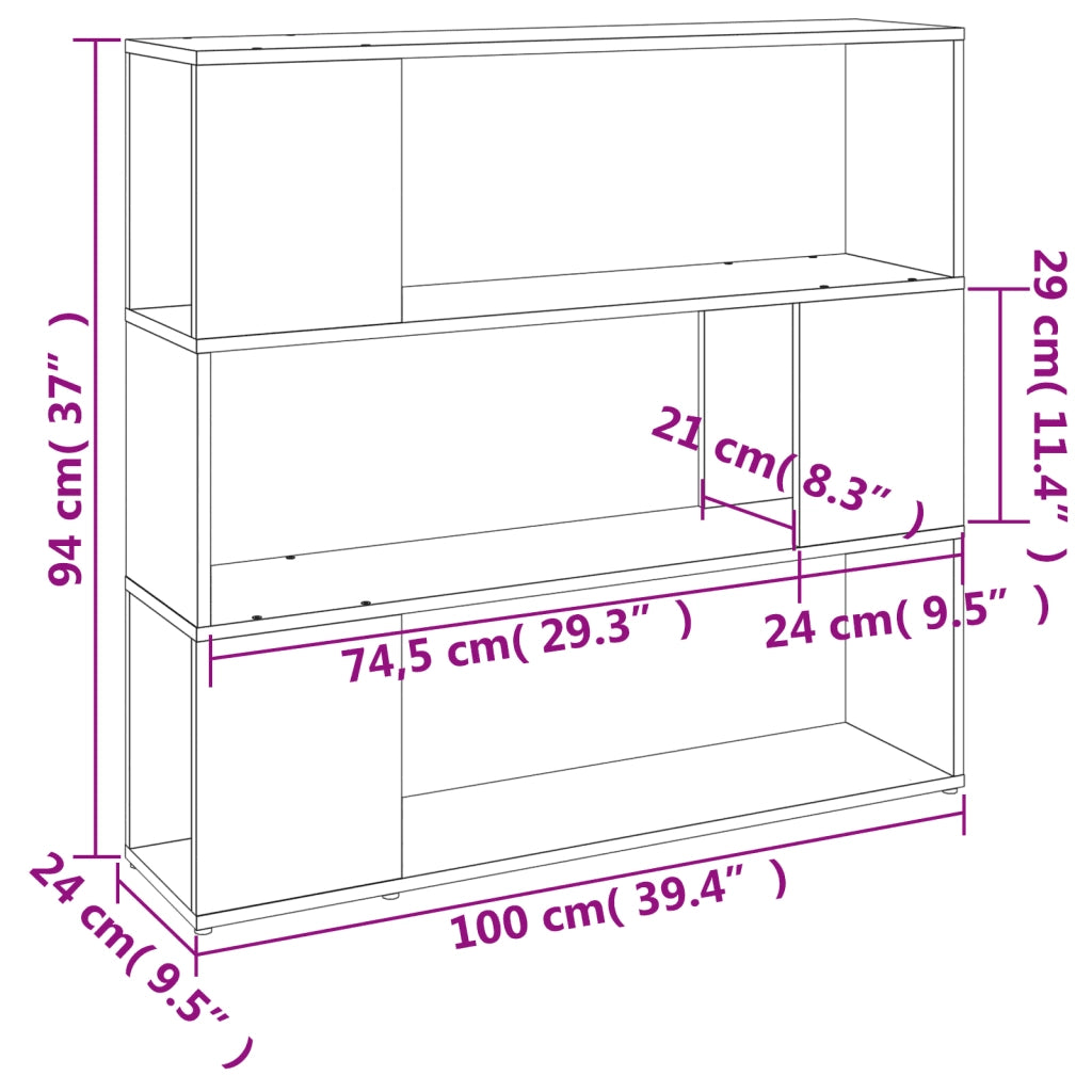Libreria Divisorio-Scaffale per Libri-Mobile di Stoccaggio Grigio Sonoma 100x24x94 cm