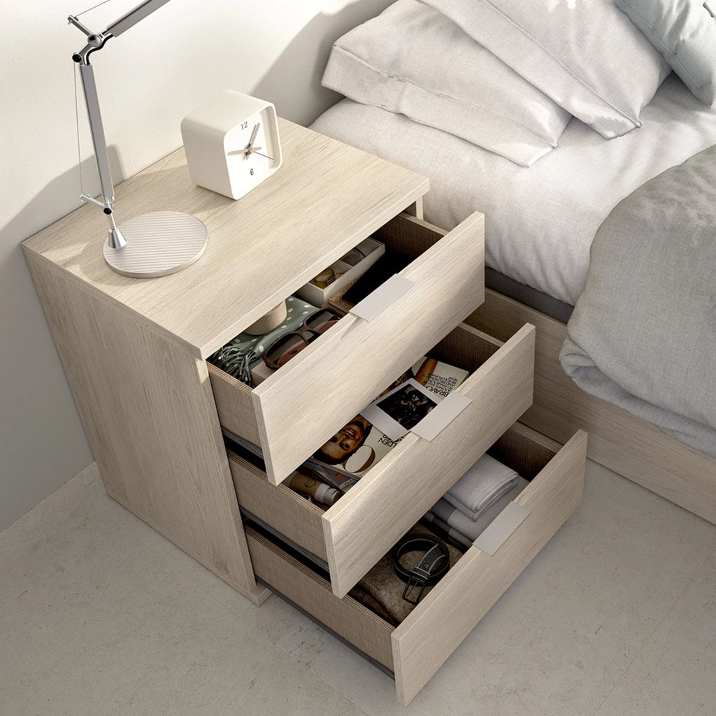 Sturgis, Comodino 3 Cassetti, 34x42x57h cm Marrone Rovere