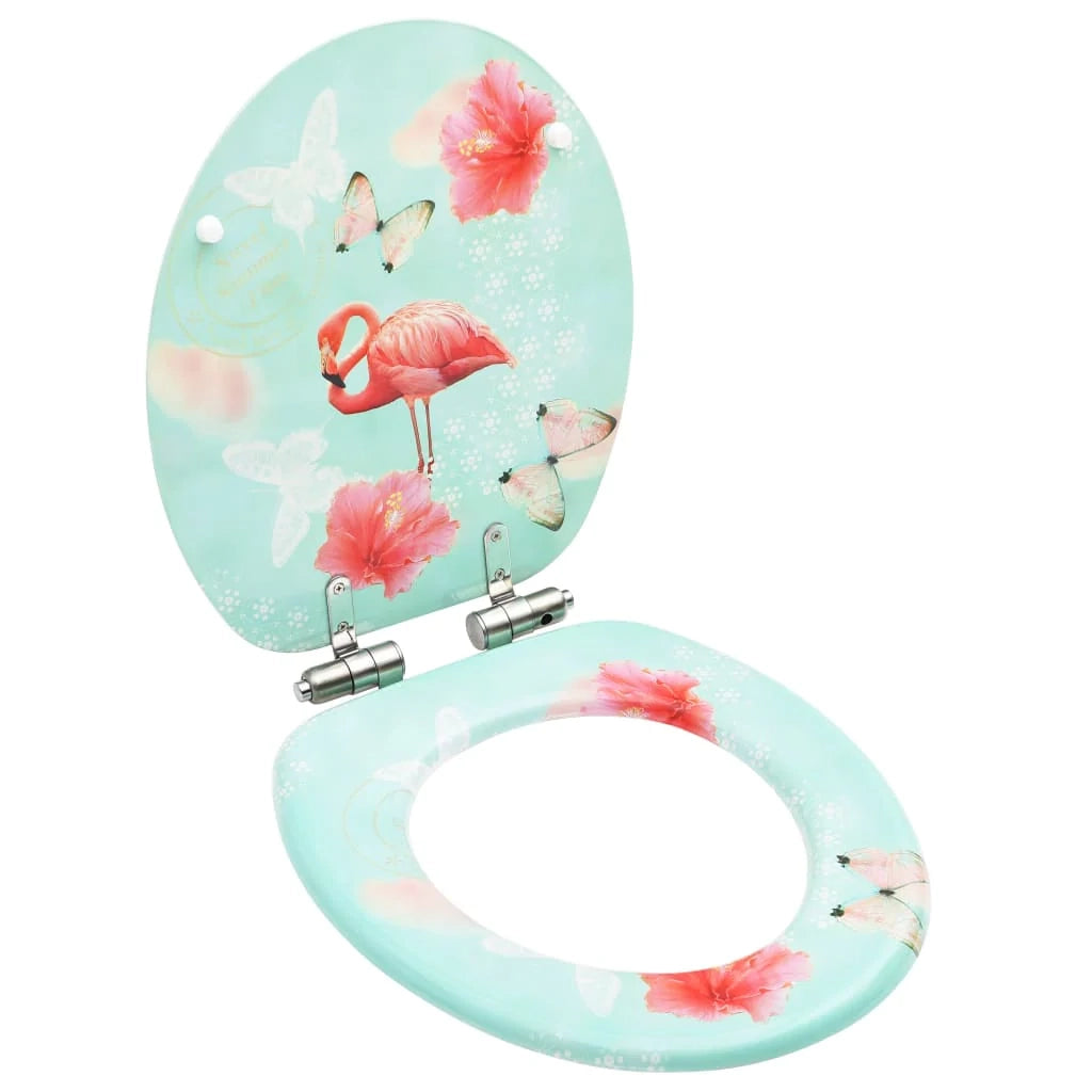 Sedile WC con coperchio a chiusura ammortizzata MDF design Flamingo 02_0002933