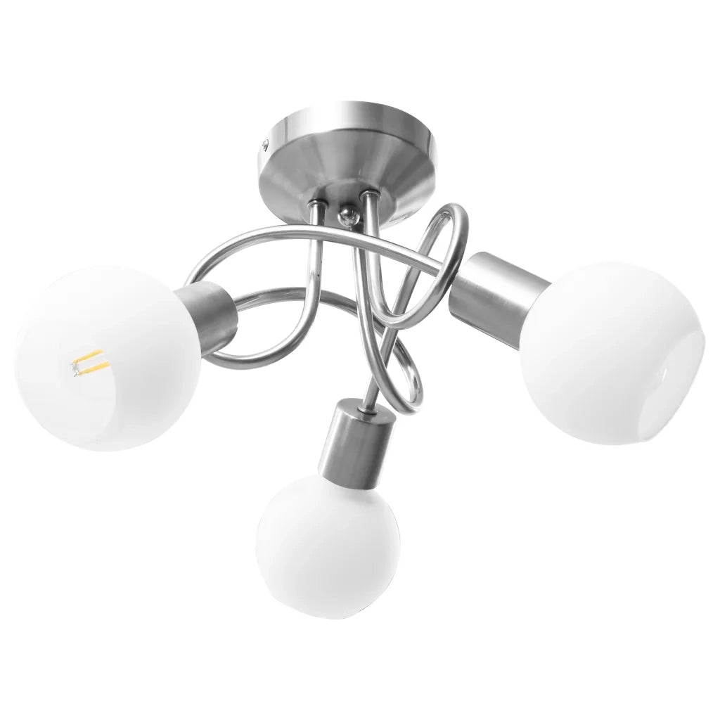 Lampadario Paralume in Ceramica a Coppa Bianco 3 Lampadine E14 289228