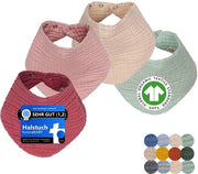 Slabbetto per Bambini in Cotone Biologico (GOTS & Oeko-Tex 100) | Grande Slabbetto per Bambini da 0 a 4 Anni, Slabbetti per Bambini Nuovi (Femmine e Maschi) - 4 Anni | Sciarpa per Bambini in Cotone (Rosso)