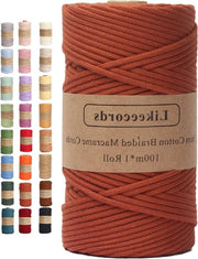 Corda di cotone naturale 100% 3 mm x 100 m per borse e decorazioni (Rust Red)