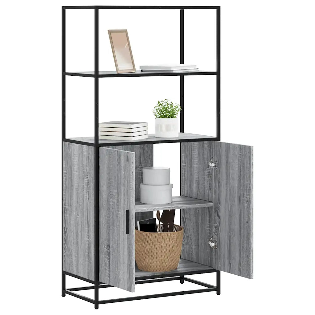 Credenza-Buffet-Armadio da cucina Grigio Sonoma 68x35x139 cm Legno Multistrato Metallo 712395