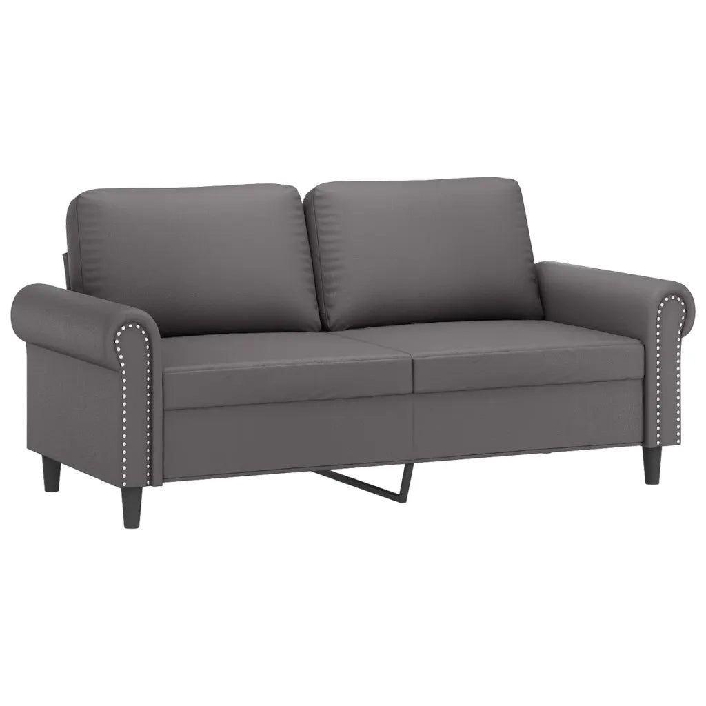 Set di Divani 3 pz con Cuscini Grigio in Similpelle
