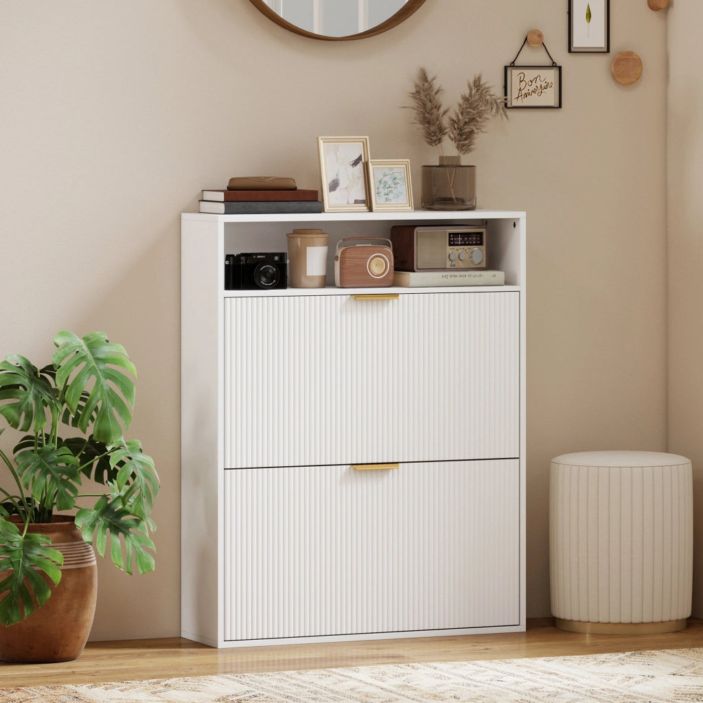 Scarpiera salvaspazio slim ¨C Xylo ¨C 2 ante ribaltabili bianco
