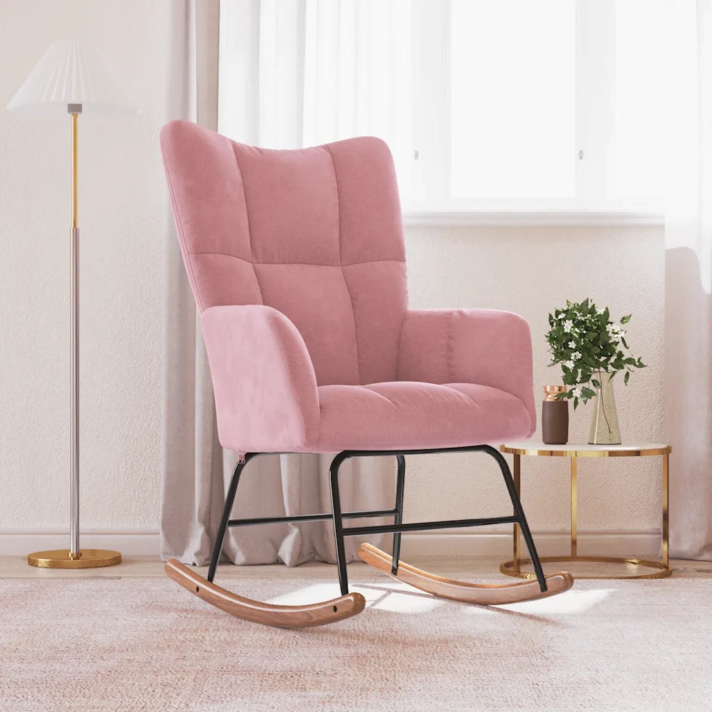 Sedia a Dondolo Rosa in Velluto 328143