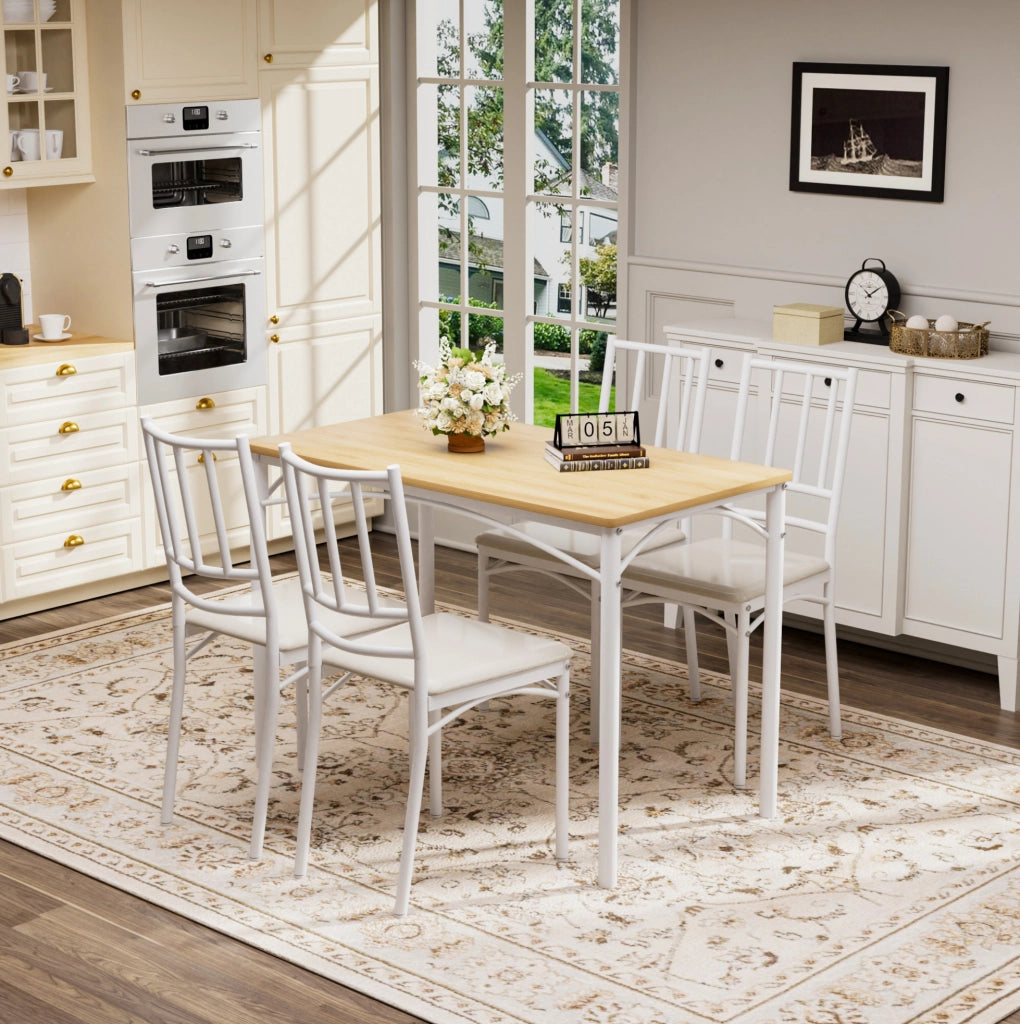 Set tavolo da pranzo con 4 sedie, 110 x 60 cm
