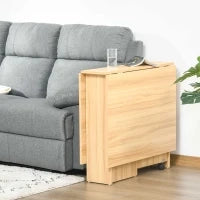 Tavolo da Pranzo Pieghevole, Tavolo a Ribalta per 4-6 Persone, Tavolo da Cucina Salvaspazio Moderno con 2 Ripiani e 2 Ruote, in Legno, 140x80x74 cm, Color Legno