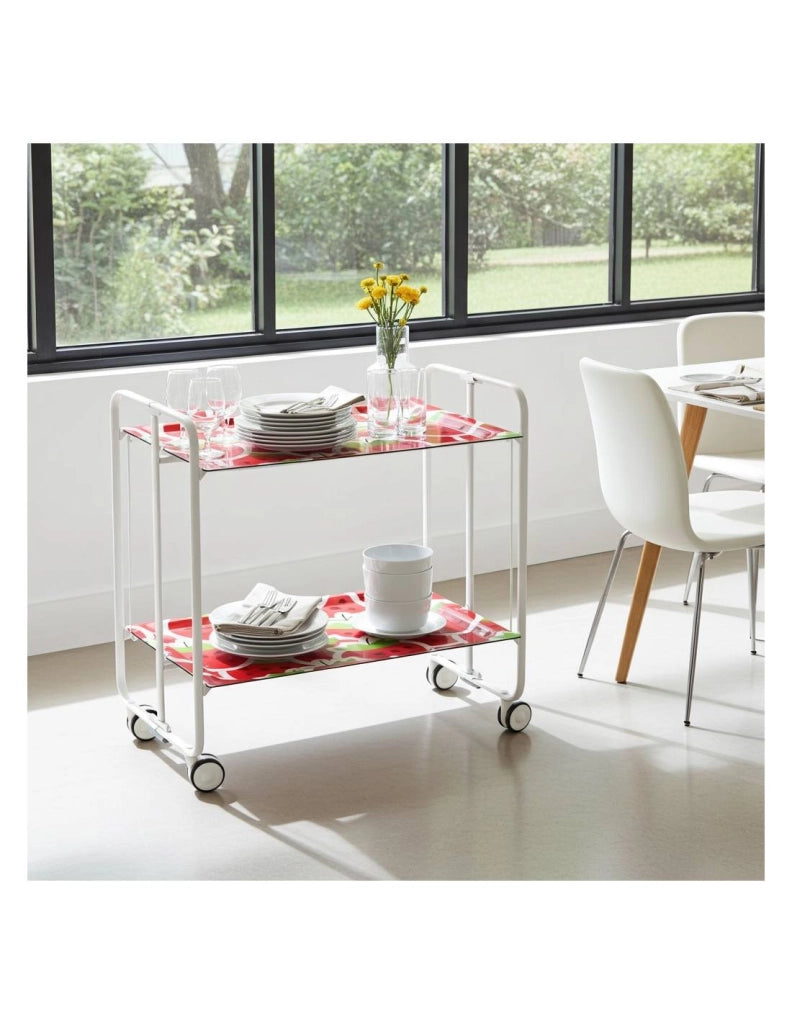Carrello da cucina pieghevole bianco con ruote BAUHAUS 2 ripiani