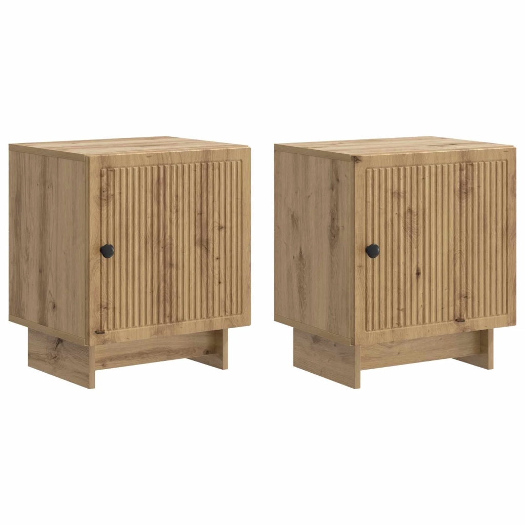 Set di 2 Comodini | Armadio da Notte | Mobiletto da notte Rovere Artigianale 43 x 34,5 x 50 cm
